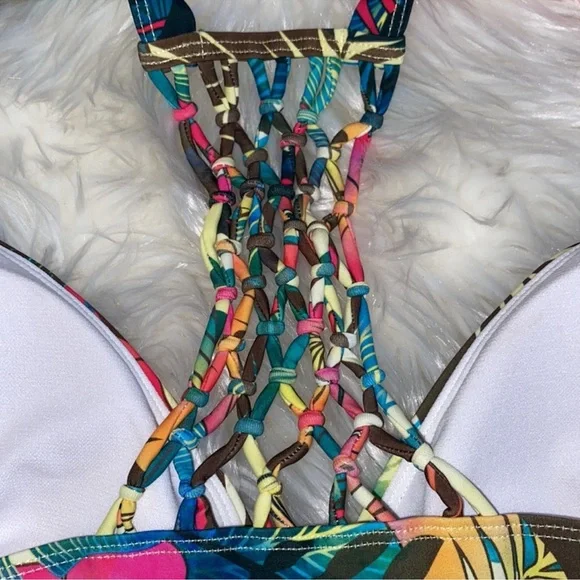 New! Swimsuit For All Tropical Hibiscus Print Two Piece - Picture 4 of 11